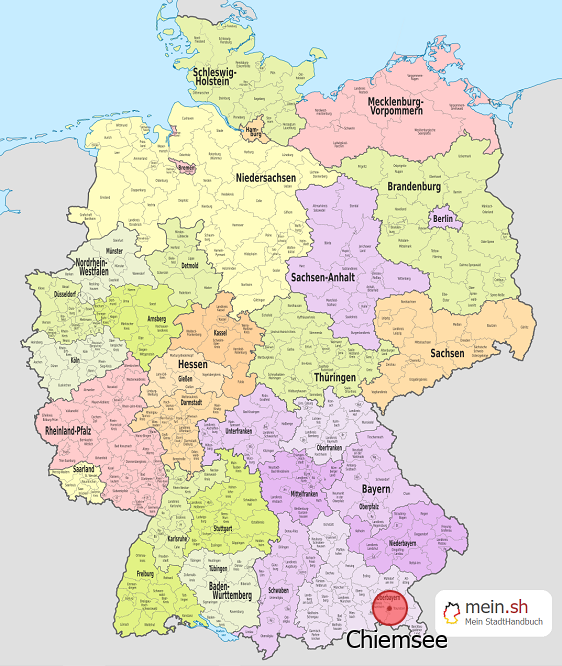 Deutschlandkarte mit Chiemsee