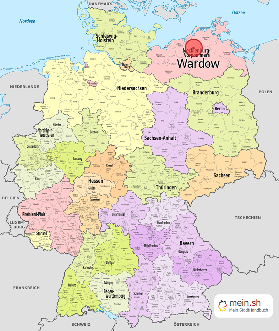 Deutschlandkarte mit Wardow