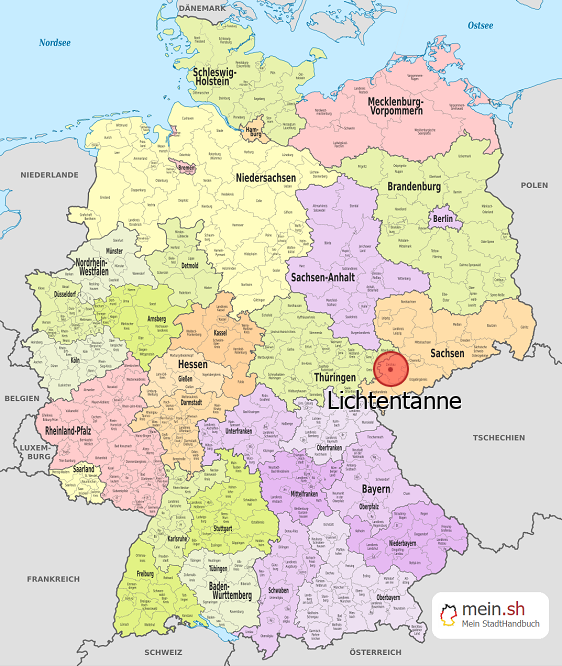 Deutschlandkarte mit Lichtentanne