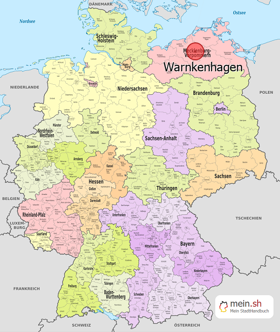 Deutschlandkarte mit Warnkenhagen