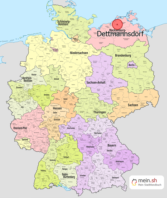 Deutschlandkarte mit Dettmannsdorf