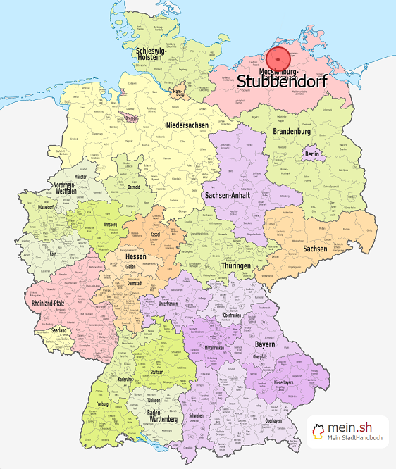 Deutschlandkarte mit Stubbendorf