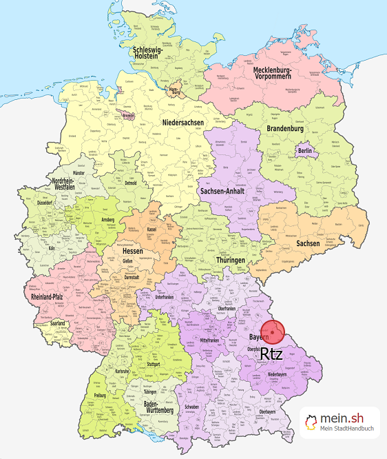 Deutschlandkarte mit Rtz