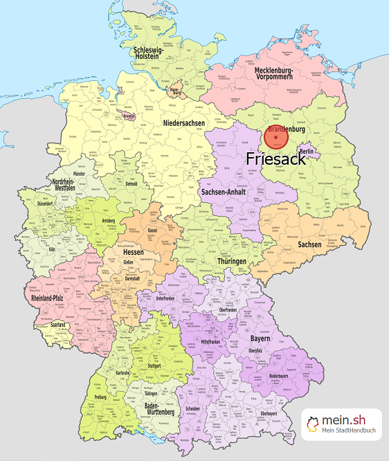 Deutschlandkarte mit Friesack