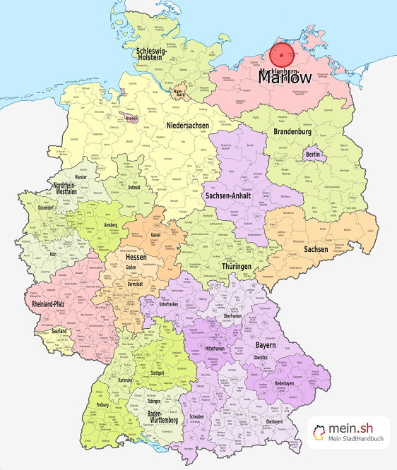 Deutschlandkarte mit Marlow