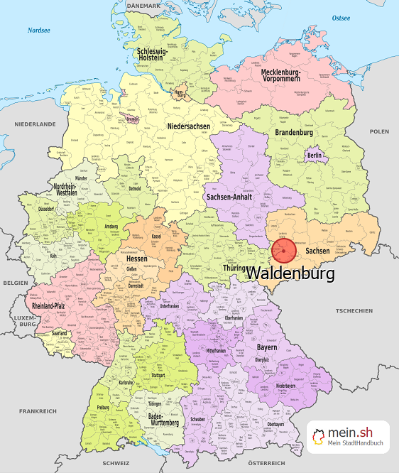 Deutschlandkarte mit Waldenburg