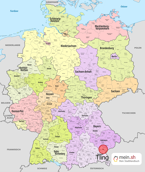 Deutschlandkarte mit Tling