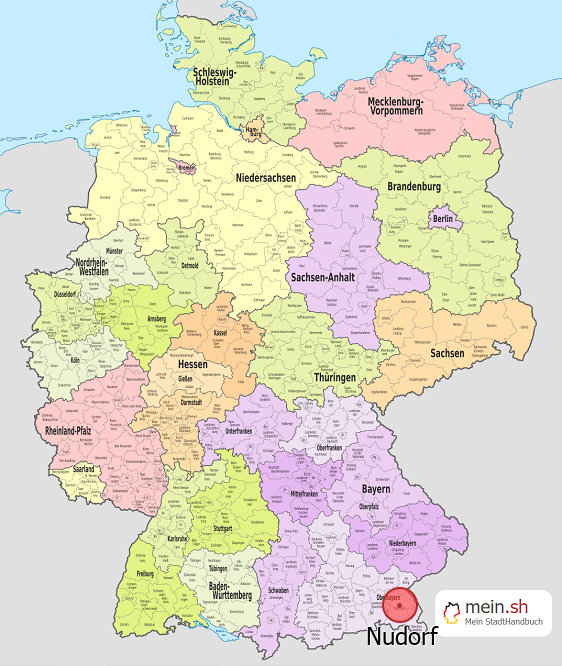 Deutschlandkarte mit Nudorf