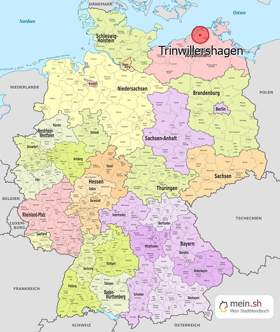 Deutschlandkarte mit Trinwillershagen