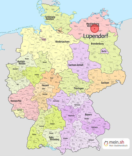 Deutschlandkarte mit Lupendorf
