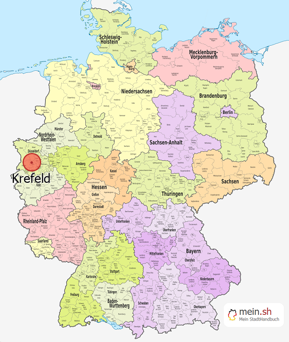 Deutschlandkarte mit Krefeld