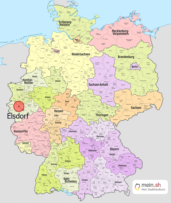 Deutschlandkarte mit Elsdorf