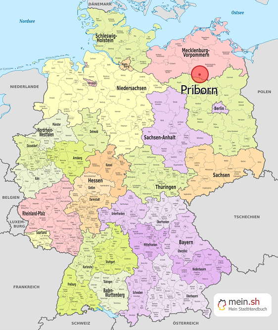 Deutschlandkarte mit Priborn