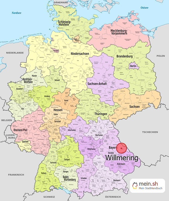 Deutschlandkarte mit Willmering