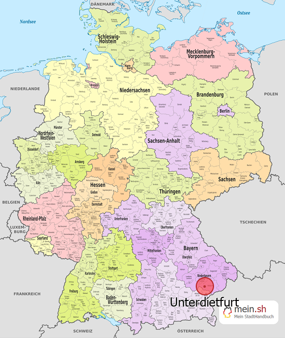 Deutschlandkarte mit Unterdietfurt