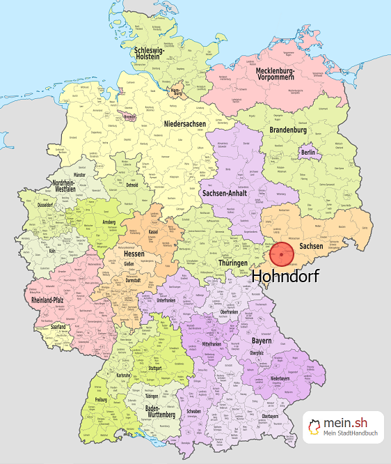Deutschlandkarte mit Hohndorf