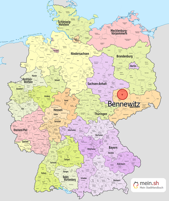 Deutschlandkarte mit Bennewitz