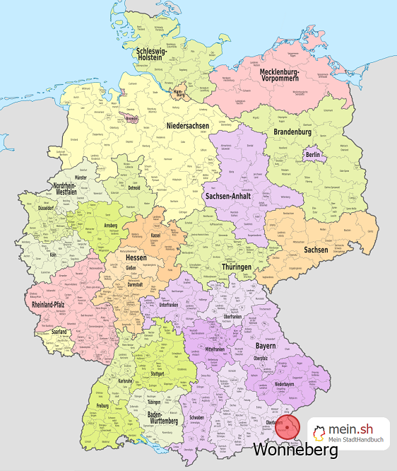Deutschlandkarte mit Wonneberg
