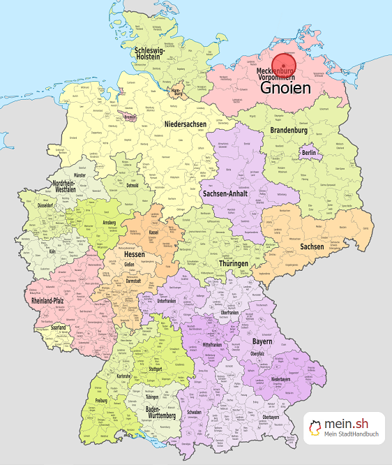 Deutschlandkarte mit Gnoien