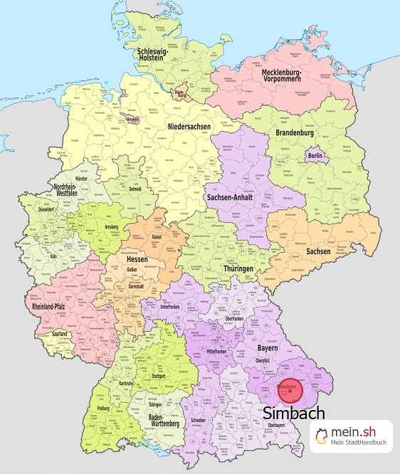 Deutschlandkarte mit Simbach