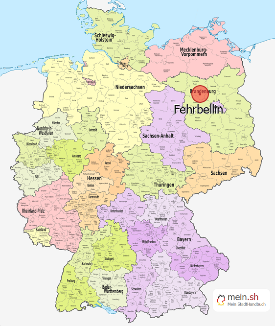Deutschlandkarte mit Fehrbellin