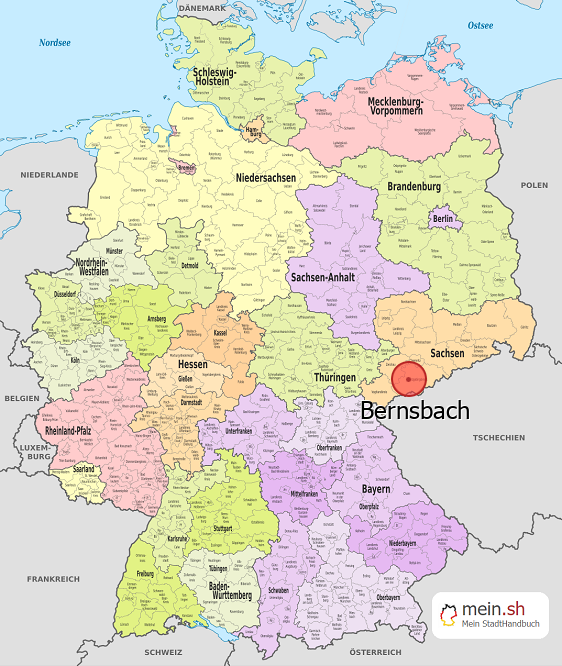 Deutschlandkarte mit Bernsbach