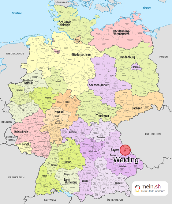 Deutschlandkarte mit Weiding