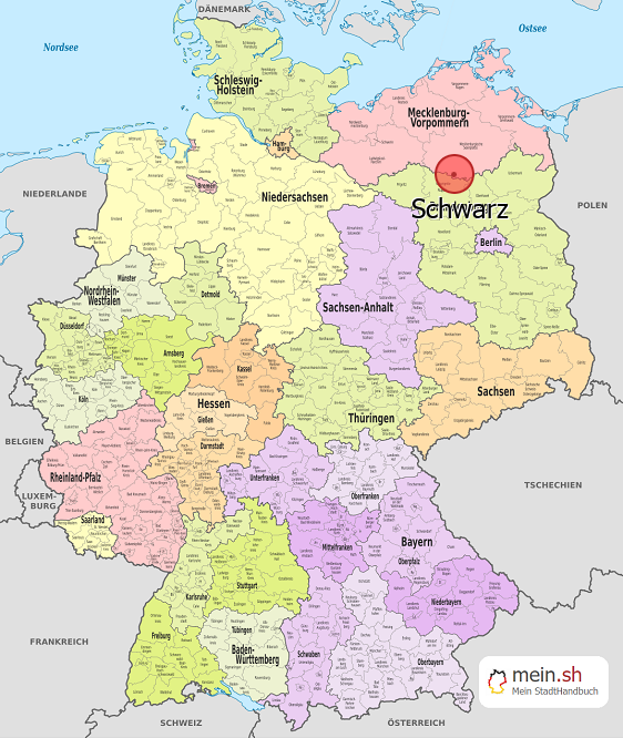Deutschlandkarte mit Schwarz
