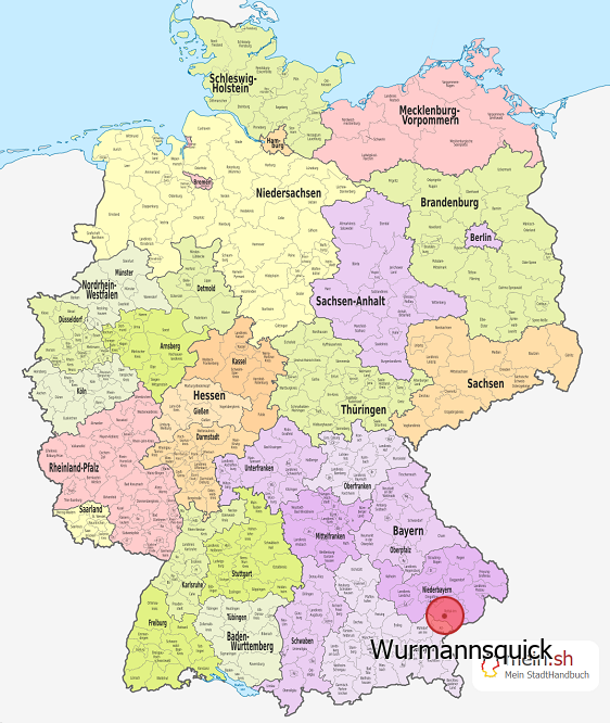 Deutschlandkarte mit Wurmannsquick