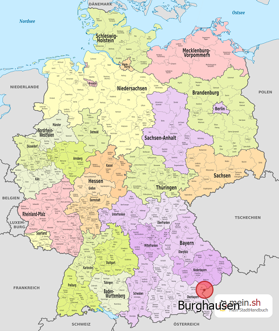 Deutschlandkarte mit Burghausen