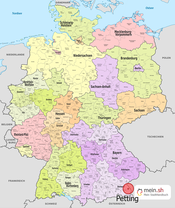 Deutschlandkarte mit Petting