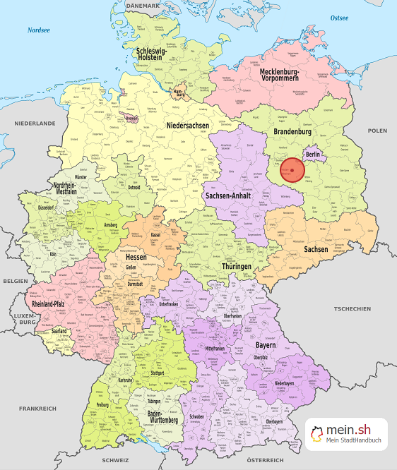 Deutschlandkarte mit Borkheide