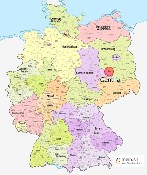 Deutschlandkarte mit Gentha