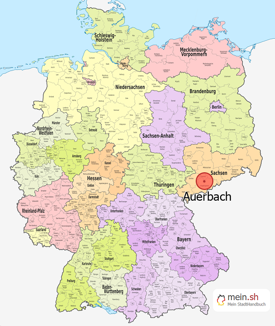 Deutschlandkarte mit Auerbach