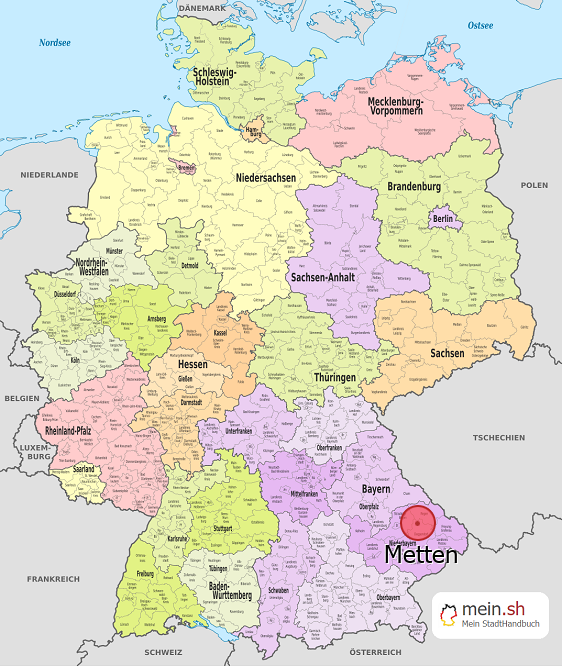 Deutschlandkarte mit Metten