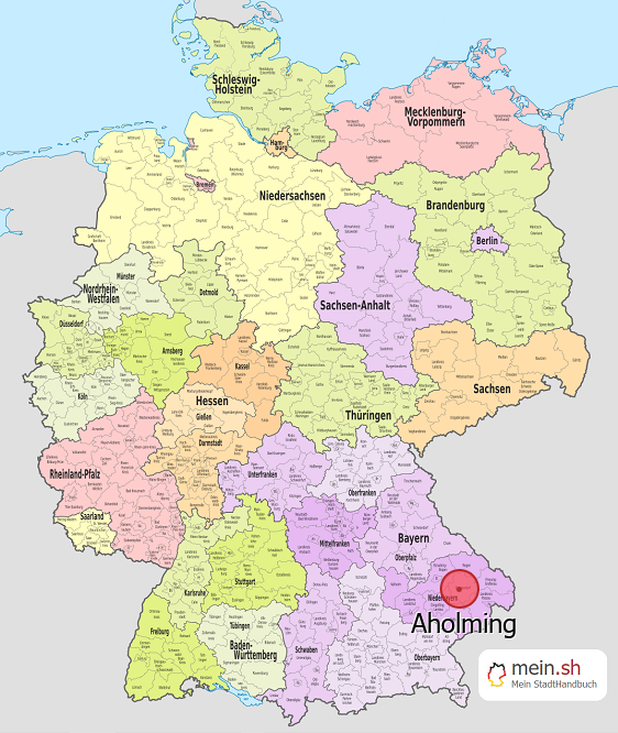 Deutschlandkarte mit Aholming