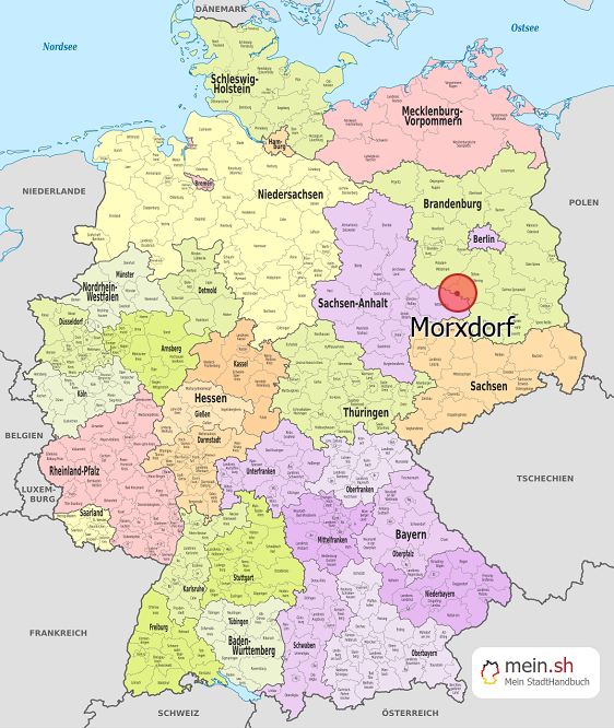 Deutschlandkarte mit Morxdorf