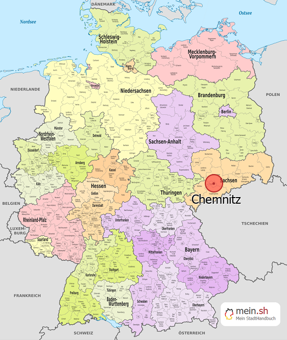 Deutschlandkarte mit Chemnitz