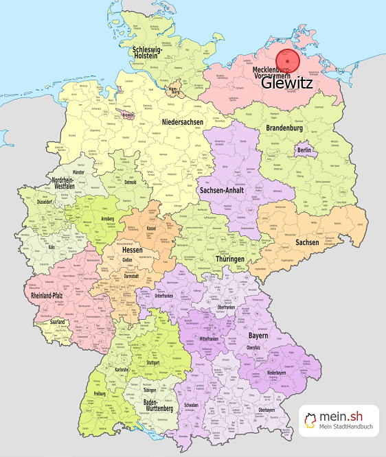 Deutschlandkarte mit Glewitz