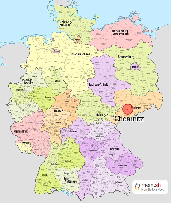 Deutschlandkarte mit Chemnitz