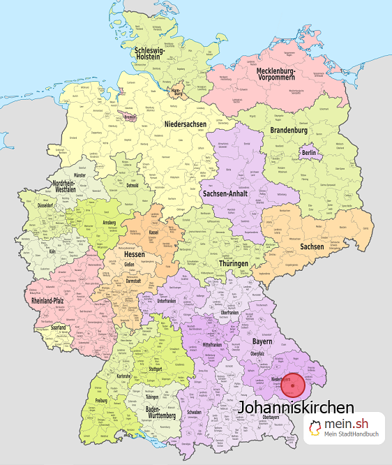 Deutschlandkarte mit Johanniskirchen