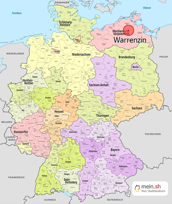 Deutschlandkarte mit Warrenzin
