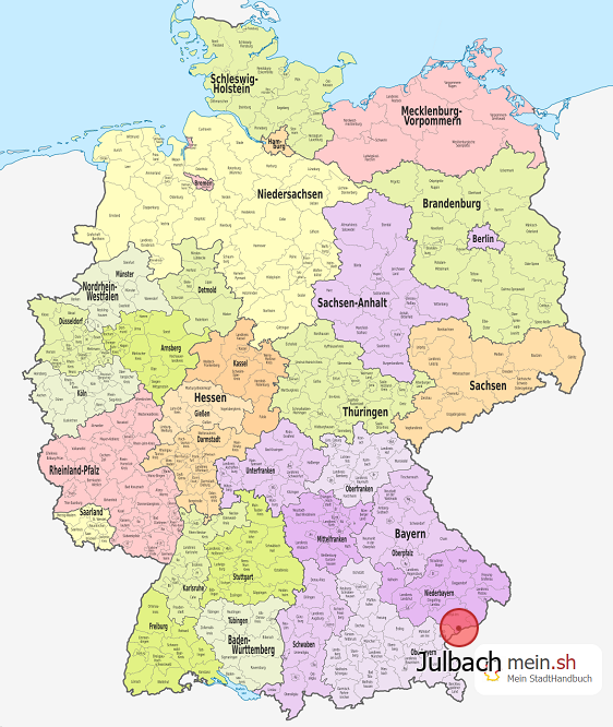 Deutschlandkarte mit Julbach
