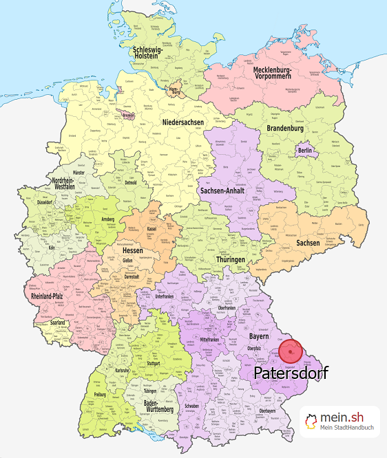 Deutschlandkarte mit Patersdorf