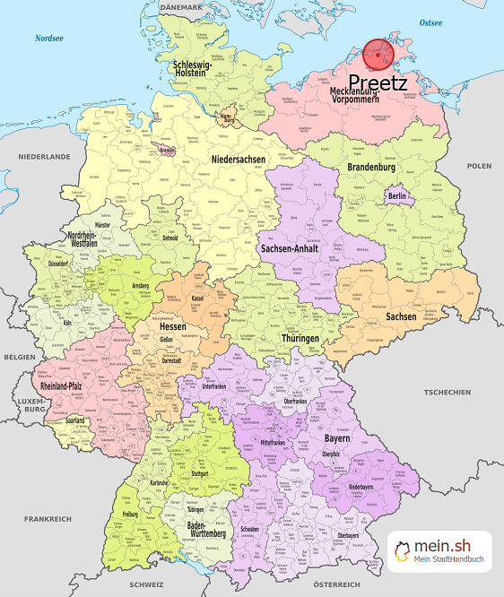 Deutschlandkarte mit Preetz