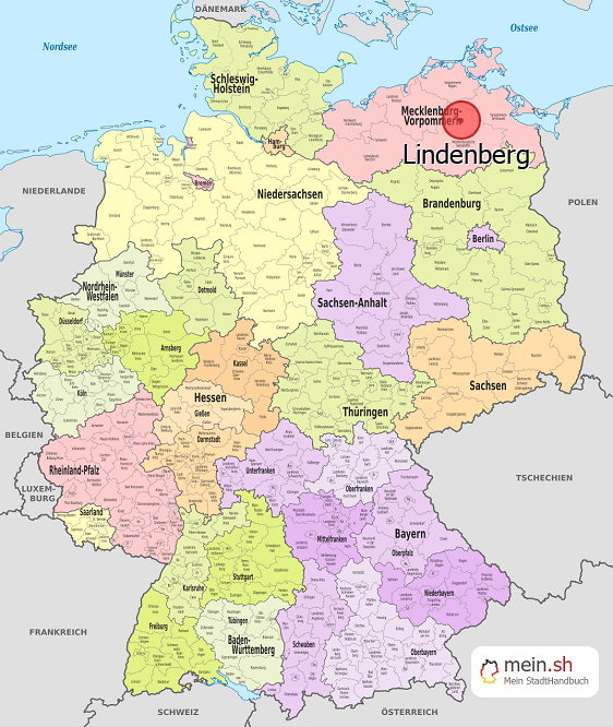 Deutschlandkarte mit Lindenberg