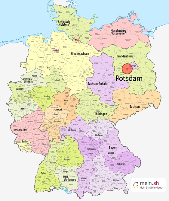 Deutschlandkarte mit Potsdam