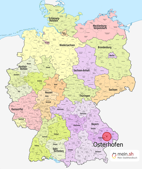 Deutschlandkarte mit Osterhofen