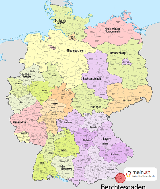 Deutschlandkarte mit Berchtesgaden