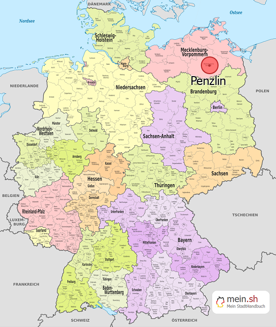 Deutschlandkarte mit Penzlin